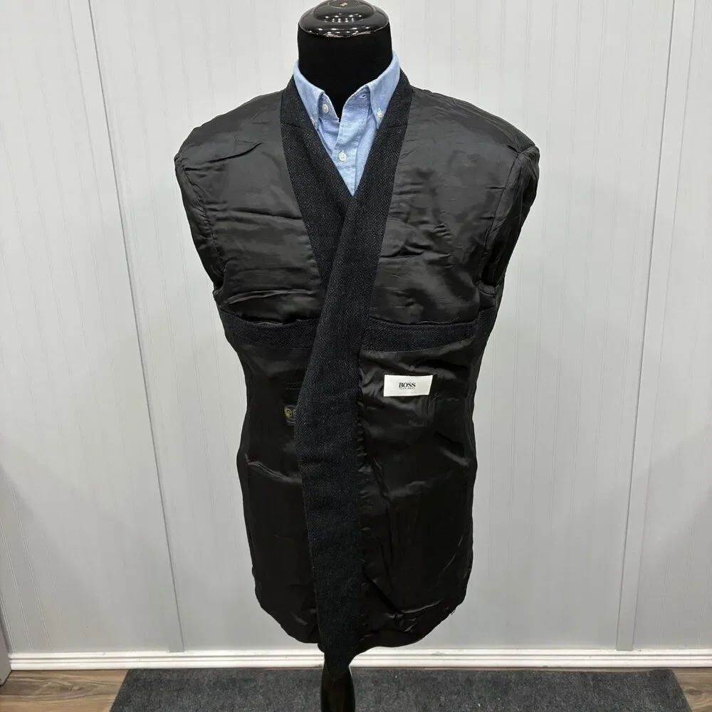 VTG Hugo Boss Corleone 48L Black Lambswool Ventless Sports Coat
